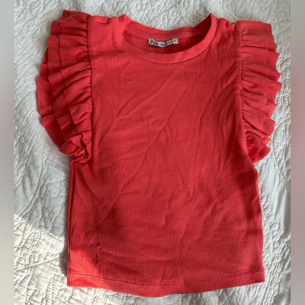 Coral Ruffle Sleeve Zara Top